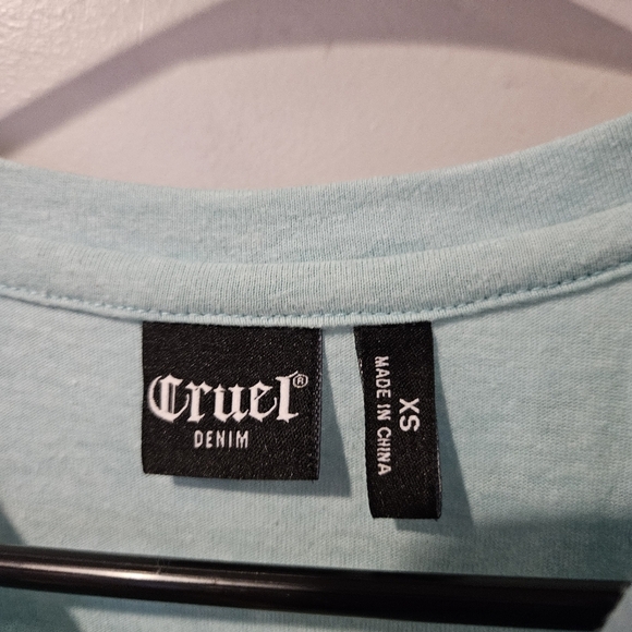 Cruel Denim Women's XS Light Blue Short Sleeve Graphic Tee Western Wire Cowgirl - Picture 5 of 7